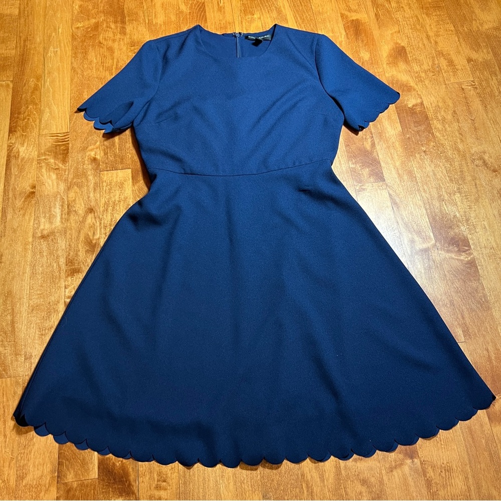 Banana Republic Factory Navy Blue Scalloped Mini Dress